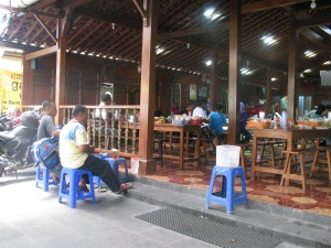 View of the musicians and eating area